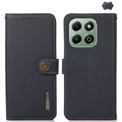 For Honor X6b KHAZNEH Custer Genuine Leather RFID Phone Case(Blue) - Honor Cases by buy2fix | Online Shopping UK | buy2fix