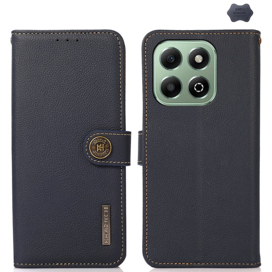 For Honor X6b KHAZNEH Custer Genuine Leather RFID Phone Case(Blue) - Honor Cases by buy2fix | Online Shopping UK | buy2fix