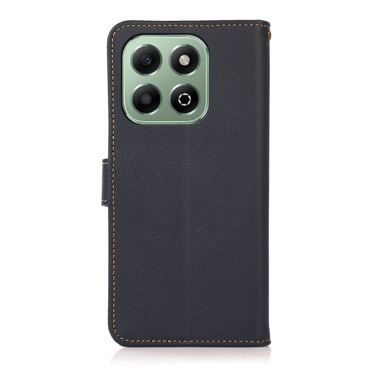 For Honor X6b KHAZNEH Custer Genuine Leather RFID Phone Case(Blue) - Honor Cases by buy2fix | Online Shopping UK | buy2fix