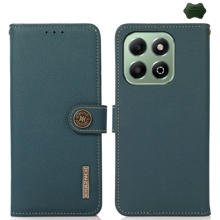 For Honor X6b KHAZNEH Custer Genuine Leather RFID Phone Case(Green) - Honor Cases by buy2fix | Online Shopping UK | buy2fix