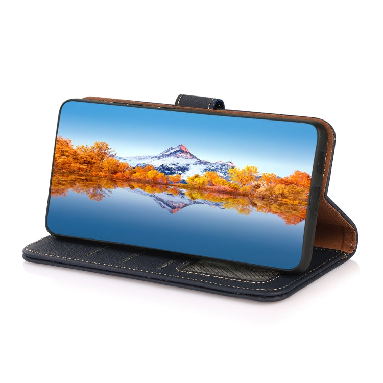 For Honor Play 60 Plus / 200 Smart KHAZNEH Custer Genuine Leather RFID Phone Case(Blue) - Honor Cases by buy2fix | Online Shopping UK | buy2fix