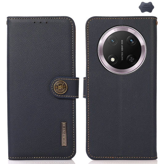 For Honor X9c KHAZNEH Custer Genuine Leather RFID Phone Case(Blue) - Honor Cases by buy2fix | Online Shopping UK | buy2fix