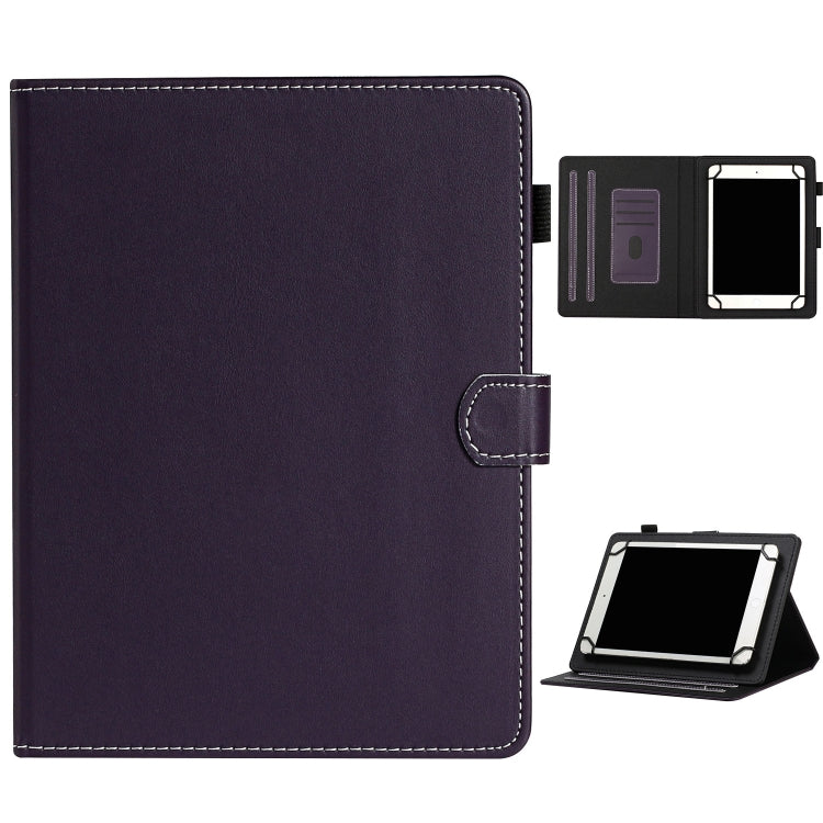 For 8 inch Universal Solid Color Horizontal Flip Leather Case with Card Slots & Holder & Pen Slot(Purple) - 8 inch by buy2fix | Online Shopping UK | buy2fix