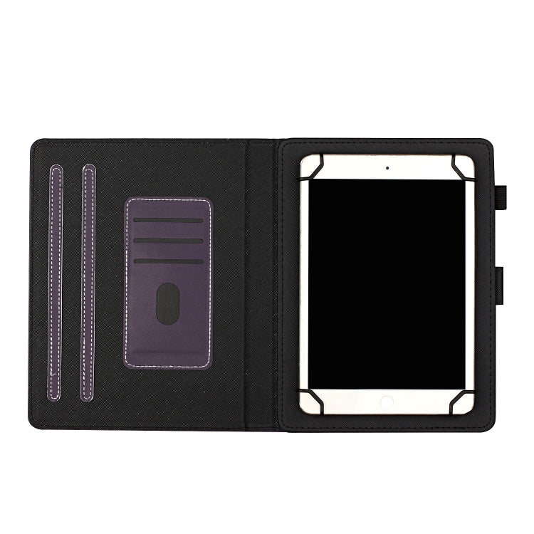 For 8 inch Universal Solid Color Horizontal Flip Leather Case with Card Slots & Holder & Pen Slot(Purple) - 8 inch by buy2fix | Online Shopping UK | buy2fix