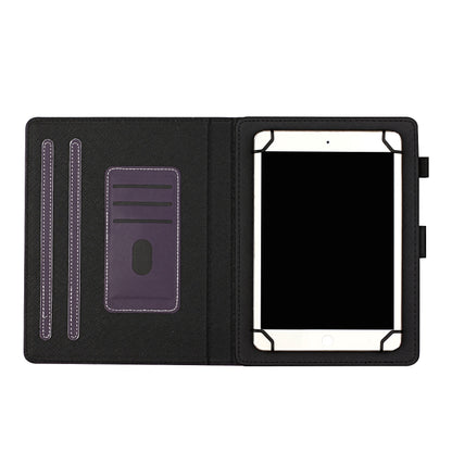 For 8 inch Universal Solid Color Horizontal Flip Leather Case with Card Slots & Holder & Pen Slot(Purple) - 8 inch by buy2fix | Online Shopping UK | buy2fix