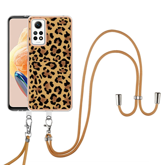 For Xiaomi Redmi Note 12 Pro 4G Global Electroplating Dual-side IMD Phone Case with Lanyard(Leopard Print) by buy2fix