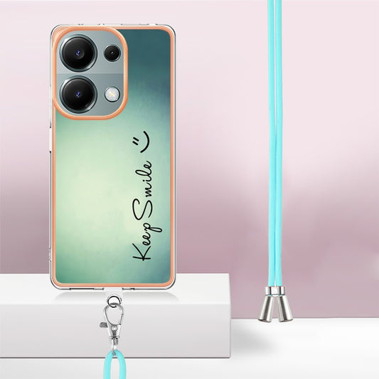 For Xiaomi Redmi Note 13 Pro 4G Global Electroplating Dual-side IMD Phone Case with Lanyard(Smile) by buy2fix