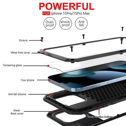 For iPhone 15 Pro Max Shockproof Life Waterproof Dust-proof Metal + Silicone Phone Case(Black) - iPhone 15 Pro Max Cases by buy2fix | Online Shopping UK | buy2fix