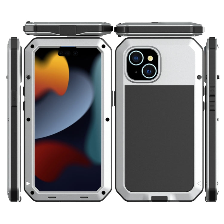 For iPhone 15 Shockproof Life Waterproof Dust-proof Metal + Silicone Phone Case(Silver) - iPhone 15 Cases by buy2fix | Online Shopping UK | buy2fix