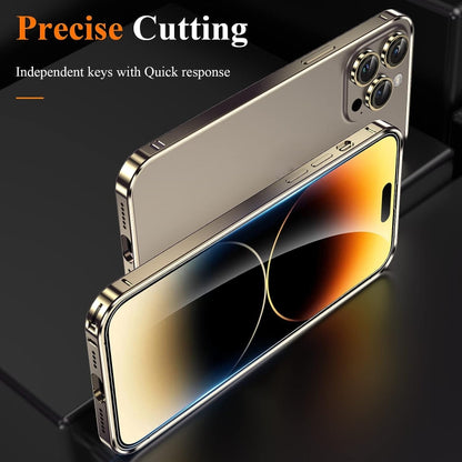 For iPhone 14 Pro Max 3 in 1 Ultra-thin Metal Frame + Lens + Film Phone Protection Set(Gold) - iPhone 14 Pro Max Cases by buy2fix | Online Shopping UK | buy2fix