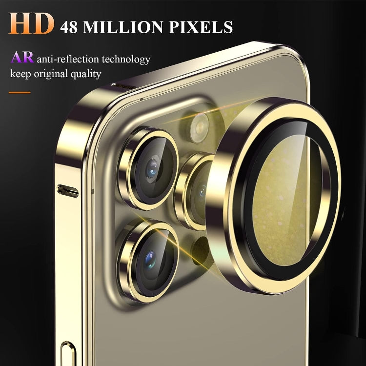 For iPhone 14 Pro Max 3 in 1 Ultra-thin Metal Frame + Lens + Film Phone Protection Set(Gold) - iPhone 14 Pro Max Cases by buy2fix | Online Shopping UK | buy2fix