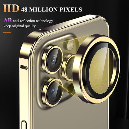 For iPhone 14 Pro Max 3 in 1 Ultra-thin Metal Frame + Lens + Film Phone Protection Set(Gold) - iPhone 14 Pro Max Cases by buy2fix | Online Shopping UK | buy2fix