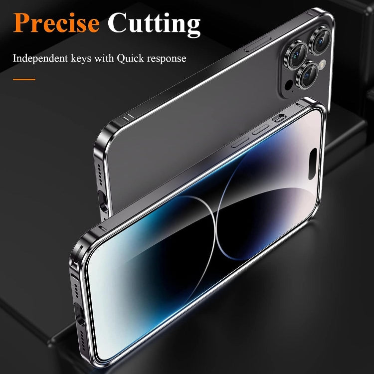 For iPhone 14 Pro 3 in 1 Ultra-thin Metal Frame + Lens + Film Phone Protection Set(Black) - iPhone 14 Pro Cases by buy2fix | Online Shopping UK | buy2fix