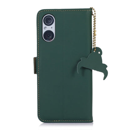 For Sony Xperia 5 V Genuine Leather Magnetic RFID Leather Phone Case(Green) - Sony Cases by buy2fix | Online Shopping UK | buy2fix