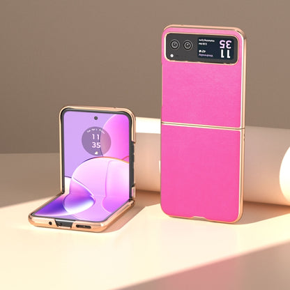 For Motorola Razr 40 Nano Electroplating Haze Texture PU Phone Case(Red) by buy2fix