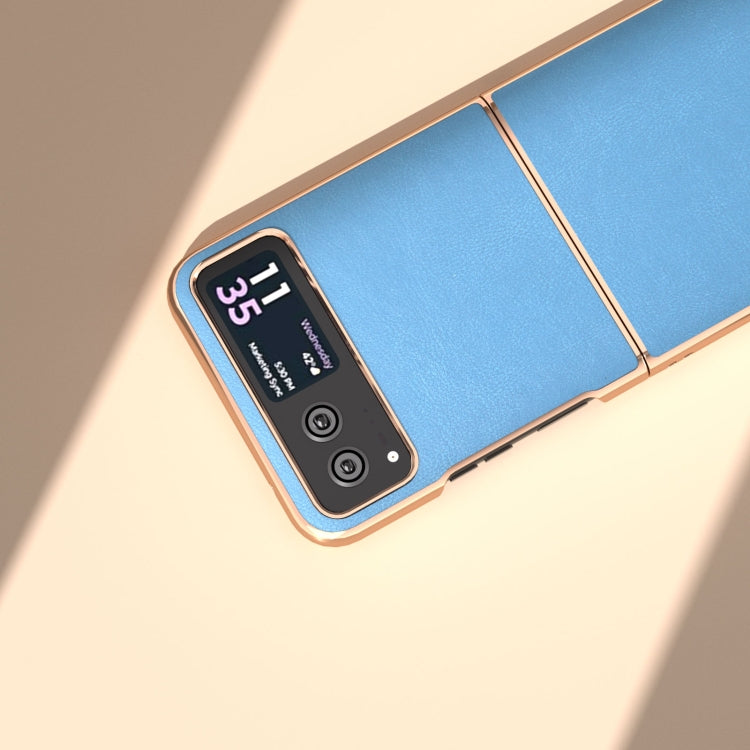 For Motorola Razr 40 Nano Electroplating Haze Texture PU Phone Case(Sky Blue) by buy2fix