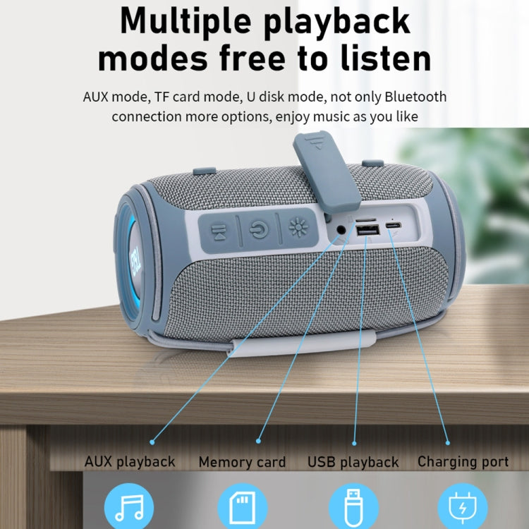 T&G TG-657 Portable Wireless 3D Stereo Subwoofer Bluetooth Speaker Support FM / LED Atmosphere Light(Grey) - Desktop Speaker by T&G | Online Shopping UK | buy2fix