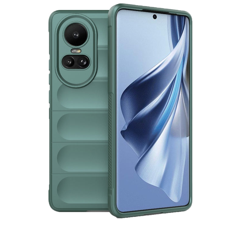 For OPPO Reno10 5G Global Magic Shield TPU + Flannel Phone Case(Dark Green) - OPPO Cases by buy2fix | Online Shopping UK | buy2fix