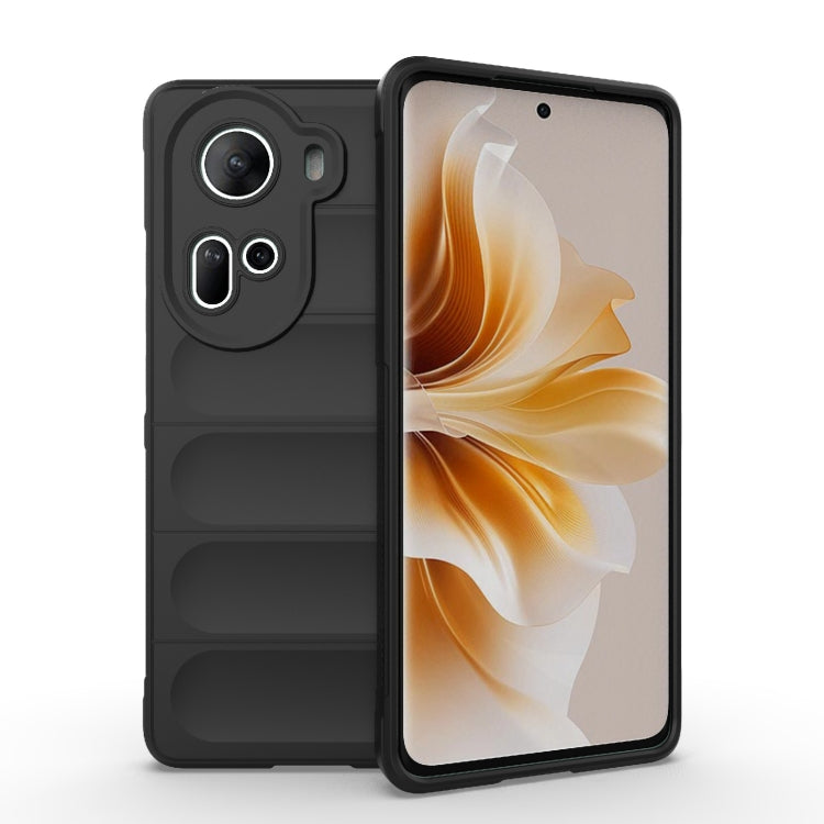 For OPPO Reno11 5G Global Magic Shield TPU + Flannel Phone Case(Black) - Reno11 Cases by buy2fix | Online Shopping UK | buy2fix