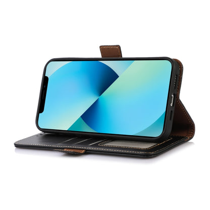 For Motorola Moto G14 4G Magnetic Crazy Horse Texture Genuine Leather Phone Case(Black) - Motorola Cases by buy2fix | Online Shopping UK | buy2fix