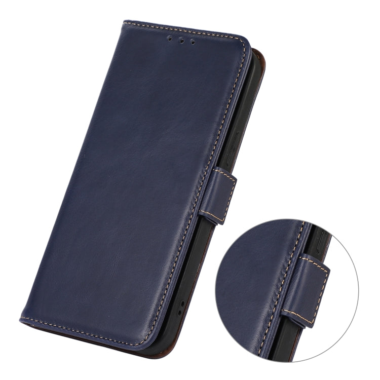 For Motorola Moto G14 4G Magnetic Crazy Horse Texture Genuine Leather Phone Case(Blue) - Motorola Cases by buy2fix | Online Shopping UK | buy2fix