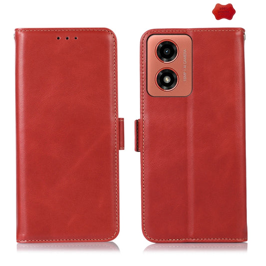 For Motorola Moto G04 / G24 Magnetic Crazy Horse Texture Genuine Leather Phone Case(Red) - Motorola Cases by buy2fix | Online Shopping UK | buy2fix