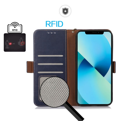 For Motorola Moto G04 / G24 Magnetic Crazy Horse Texture Genuine Leather Phone Case(Blue) - Motorola Cases by buy2fix | Online Shopping UK | buy2fix