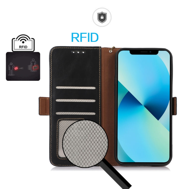 For Motorola Moto G34 Magnetic Crazy Horse Texture Genuine Leather Phone Case(Black) - Motorola Cases by buy2fix | Online Shopping UK | buy2fix