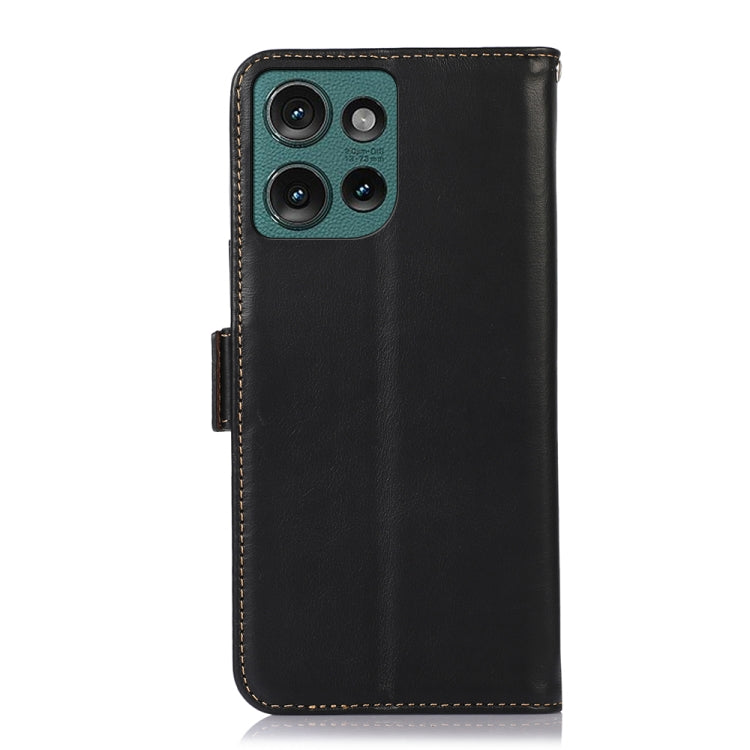 For Motorola Edge 50 Global Magnetic Crazy Horse Texture Genuine Leather Phone Case(Black) - Motorola Cases by buy2fix | Online Shopping UK | buy2fix