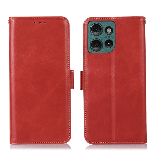 For Motorola Edge 50 Global Magnetic Crazy Horse Texture Genuine Leather Phone Case(Red) - Motorola Cases by buy2fix | Online Shopping UK | buy2fix