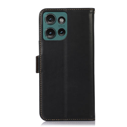 For Motorola Edge 50 Neo Magnetic Crazy Horse Texture Genuine Leather Phone Case(Black) - Motorola Cases by buy2fix | Online Shopping UK | buy2fix