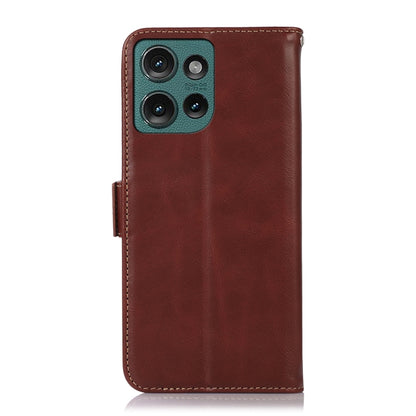 For Motorola Edge 50 Neo Magnetic Crazy Horse Texture Genuine Leather Phone Case(Brown) - Motorola Cases by buy2fix | Online Shopping UK | buy2fix