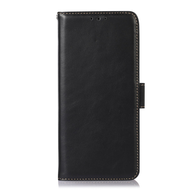 For Motorola Moto G35 Magnetic Crazy Horse Texture Genuine Leather Phone Case(Black) - Motorola Cases by buy2fix | Online Shopping UK | buy2fix