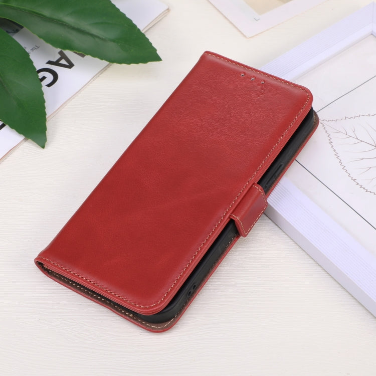 For Motorola Moto G75 5G Magnetic Crazy Horse Texture Genuine Leather Phone Case(Red) - Motorola Cases by buy2fix | Online Shopping UK | buy2fix