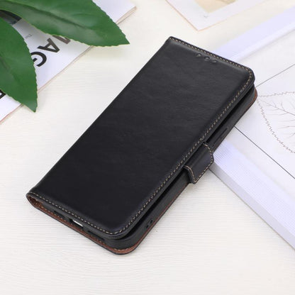 For Motorola Moto G15 4G Magnetic Crazy Horse Texture Genuine Leather Phone Case(Black) - Motorola Cases by buy2fix | Online Shopping UK | buy2fix