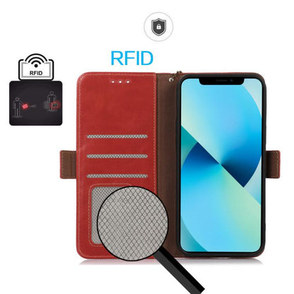 For Motorola Moto G15 4G Magnetic Crazy Horse Texture Genuine Leather Phone Case(Red) - Motorola Cases by buy2fix | Online Shopping UK | buy2fix
