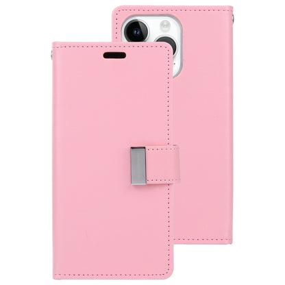 For iPhone 15 Pro Max GOOSPERY RICH DIARY Crazy Horse Texture Leather Phone Case(Pink) - iPhone 15 Pro Max Cases by GOOSPERY | Online Shopping UK | buy2fix