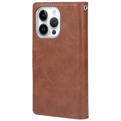 For iPhone 15 Pro GOOSPERY MANSOOR DIARY 9 Card Slots Leather Phone Case(Brown) - iPhone 15 Pro Cases by GOOSPERY | Online Shopping UK | buy2fix