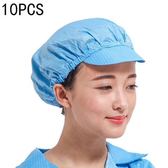 10 PCS Anti-static Dust-free Workshop Duck Tongue Working Cap With Skylight, Size:L(Blue)