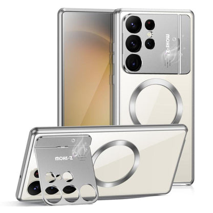 For Samsung Galaxy S25 Ultra 5G Aromatherapy Holder Single-sided MagSafe Magnetic Phone Case(Silver) - Galaxy S25 Ultra 5G Cases by buy2fix | Online Shopping UK | buy2fix