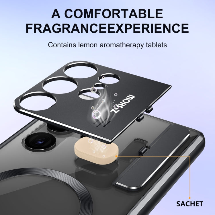 For Samsung Galaxy S25 Ultra 5G Aromatherapy Holder Single-sided MagSafe Magnetic Phone Case(Silver) - Galaxy S25 Ultra 5G Cases by buy2fix | Online Shopping UK | buy2fix