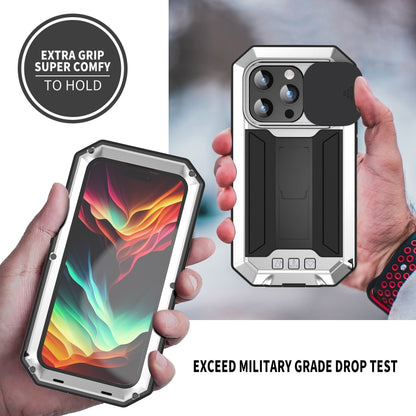 For iPhone 15 Pro Max R-JUST Sliding Camera Life Waterproof Holder Phone Case(Silver) - iPhone 15 Pro Max Cases by R-JUST | Online Shopping UK | buy2fix