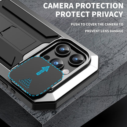 For iPhone 15 Pro Max R-JUST Sliding Camera Life Waterproof Holder Phone Case(Silver) - iPhone 15 Pro Max Cases by R-JUST | Online Shopping UK | buy2fix