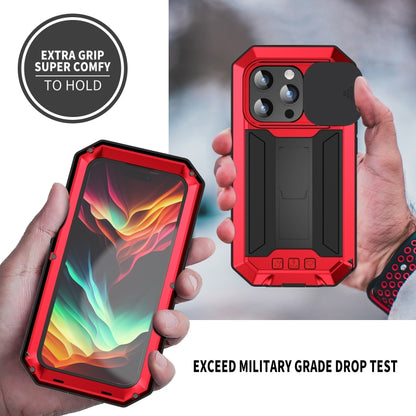 For iPhone 15 Pro R-JUST Sliding Camera Life Waterproof Holder Phone Case(Red) - iPhone 15 Pro Cases by R-JUST | Online Shopping UK | buy2fix