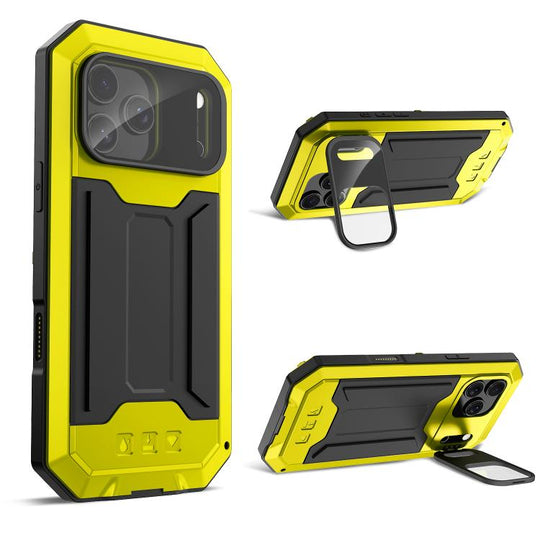 For iPhone 17 Pro Max R-JUST Sliding Camera IP54 Life Waterproof Holder Phone Case(Yellow)