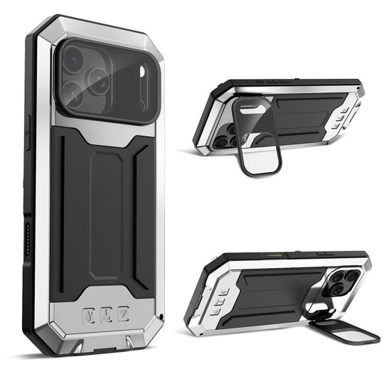 For iPhone 17 Pro Max R-JUST Sliding Camera IP54 Life Waterproof Holder Phone Case(Silver)
