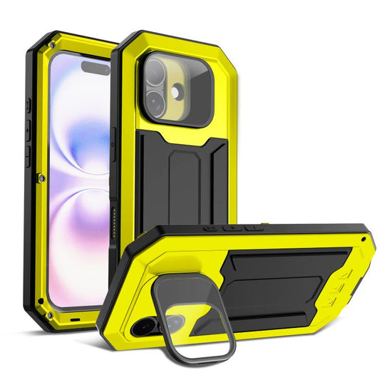 For iPhone 17 R-JUST Sliding Camera IP54 Life Waterproof Holder Phone Case(Yellow)
