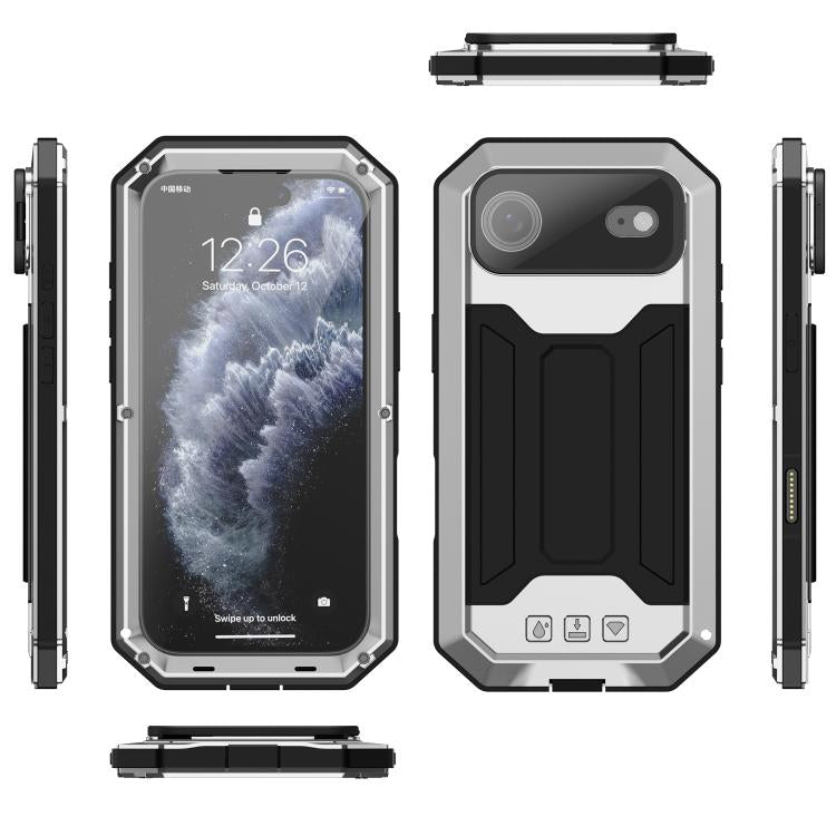 For iPhone Air R-JUST Sliding Camera IP54 Life Waterproof Holder Phone Case(Silver) - iPhone Air Cases by R-JUST | Online Shopping UK | buy2fix