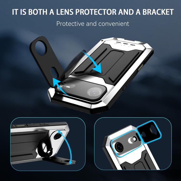 For iPhone Air R-JUST Sliding Camera IP54 Life Waterproof Holder Phone Case(Silver) - iPhone Air Cases by R-JUST | Online Shopping UK | buy2fix