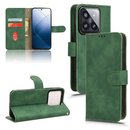 For Xiaomi 14 Skin Feel Magnetic Flip Leather Phone Case(Green) - 14 Cases by buy2fix | Online Shopping UK | buy2fix